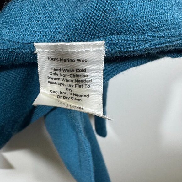 Talbots Womans 2Xp Open Front Pure Merino Wool Cardigan Sweater Teal Office Knit - Picture 5 of 5